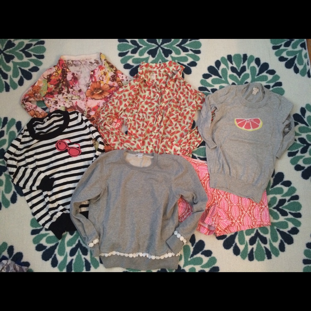 Lot of 6 J.Crew items: sweaters, cardigan, shorts